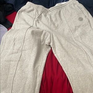 Stylish Light Gray Sweatpants with Emblem